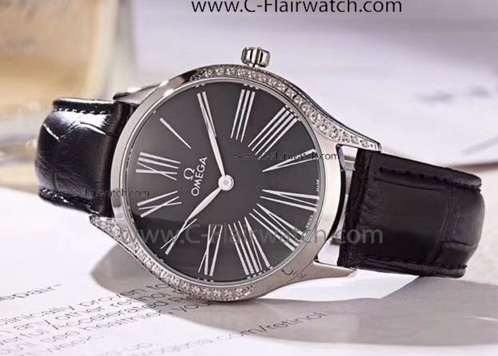 Copy Omega De Ville Tresor Ladies Wristwatch SS Black Dial Copy Omega De Ville Tresor Ladies Wristwatch SS Black Dial